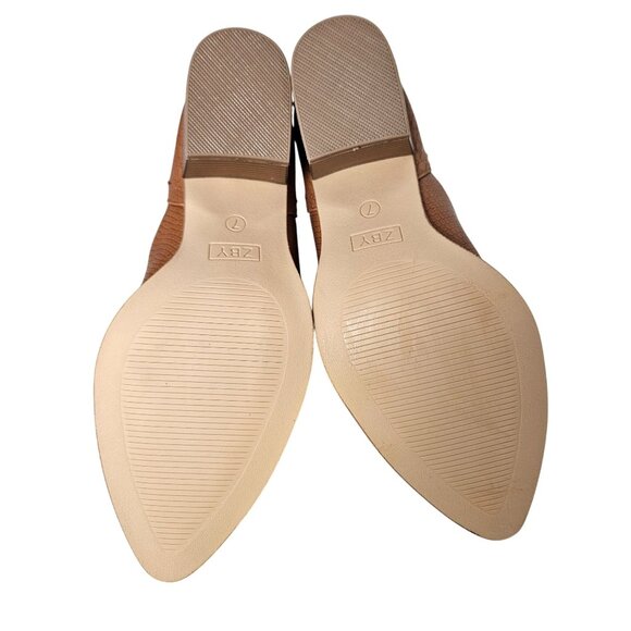 Womens Size 7 Tan Faux Leather Snake Print Ankle Boots Block Heel & Pointed Toe - Picture 7 of 11